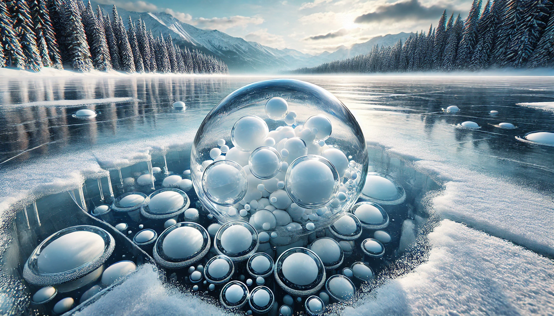 Frozen Bubbles in Lakes